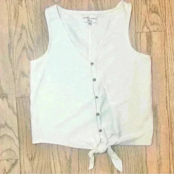 Madewell Women’s Texture & Thread Button Up Tie Front Tank Top in Cream Size XS - Picture 1 of 9